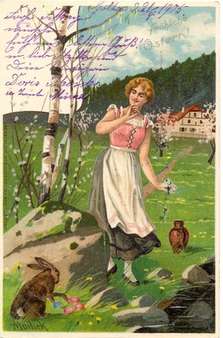 Ostern, Dame, Hase, sign. Mailick, 1905