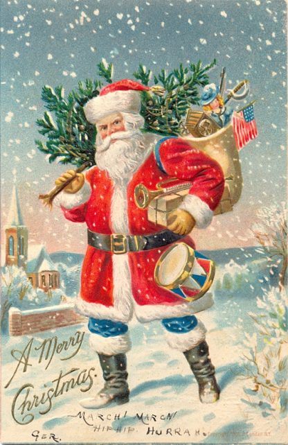 Weihnachten, Weihnachtsmann, Prägekarte, um 1900/10