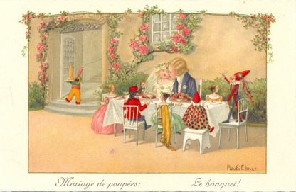 Kinder, Hochzeitspaar mit Puppen, sign. Pauli Ebner