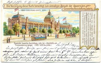 Leipzig, Gewerbeausstellung, Einlass-AK, Farb-Litho, 1900