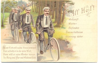 Fahrrad, Fahrradfahrer, "All Heil", um 1900