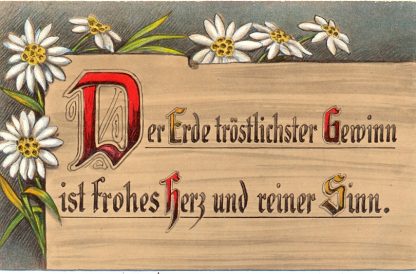 Spruchkarte mit Blumen, um 1910