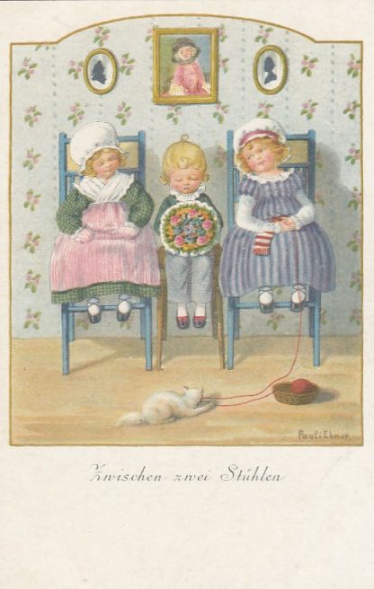 Kinder, "Zwischen den Stühlen", sign. Pauli Ebner
