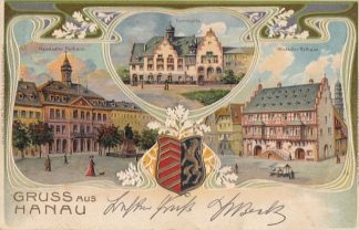 Hanau, Jugendstil-Wappen Präge AK, 1904