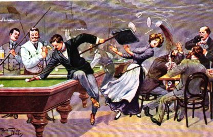 Billard, Scherz-AK, sign. Arthur Thiele