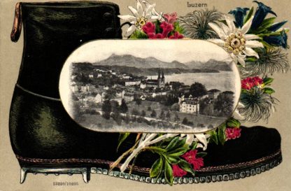 Luzern, großer Schuh, Prägekarte, um 1910