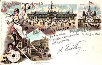 Mannheim, 15. Verbandsschiessen, Farb-Litho, 1896