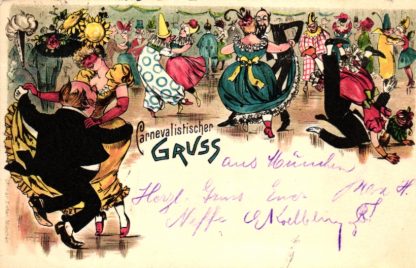 München, Gruss vom Carneval, Farb-Litho, 1897