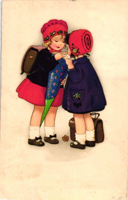 Kinder, Mädchen, Schultüte, sign. Fritz Baumgarten, 1927