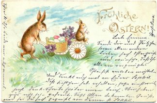 Ostern, Hasen, Farb-Litho, 1900