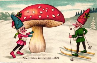 Neujahr, Fliegenpilz, Zwerge, ca. 30er Jahre