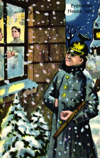 Neujahr, Soldat mit Gewehr, um 1910/20