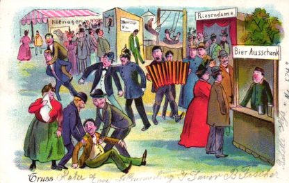 Jahrmarkt, Kirmes, Farb-Litho, 1907