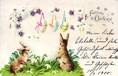 Ostern, Hasen, Eier, Blumen, 1900