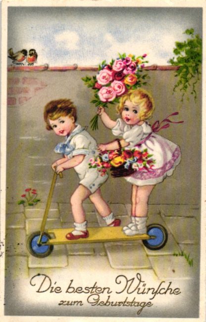 Geburtstag, Kinder mit Roller, 1937