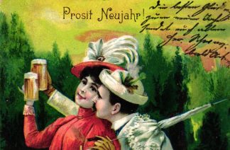 Neujahr, Liebespaar mit Bierkrug, 1904 in Erfurt versandt