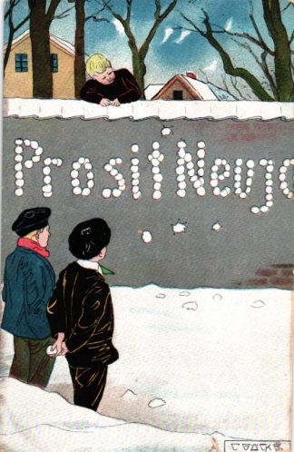 Neujahr, Kinder, Schneebälle, 1911