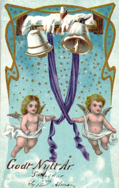 Neujahr, Engel, Glocken, Farb-Litho, um 1900/05