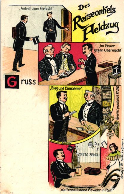 Hausierer, Vertreter, Handlungsreisender, Farb-Litho, 1901