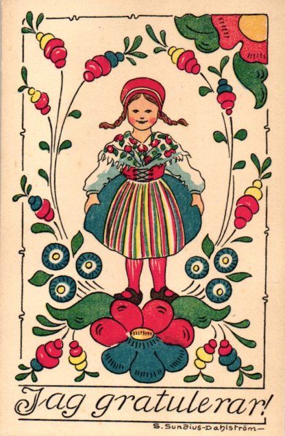 Glückwunsch AK, Mädchen, schwedische Künstlerkarte, um 1910/20