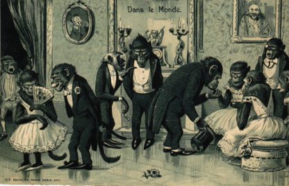 Affen beim Tanz, Ball, Prägekarte, 1904