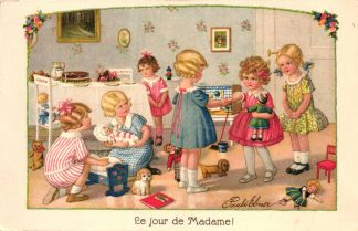 Kinder, Mädchen mit Puppen, Spielzeug, sign. Pauli Ebner, um 1920
