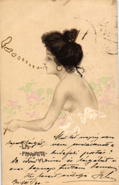 Dame mit Zigarette, sign. Raphael Kirchner