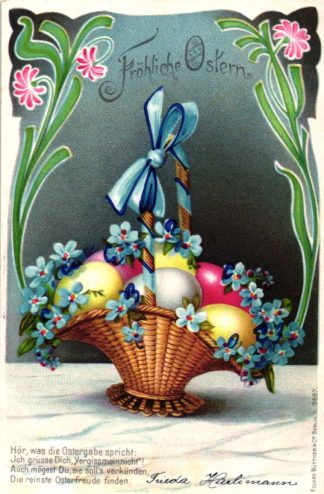 Ostern, Korb mit Eiern, Jugendstil AK, um 1900/05