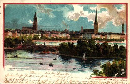 Hamburg, Künstler-Litho mit Glimmer, 1901