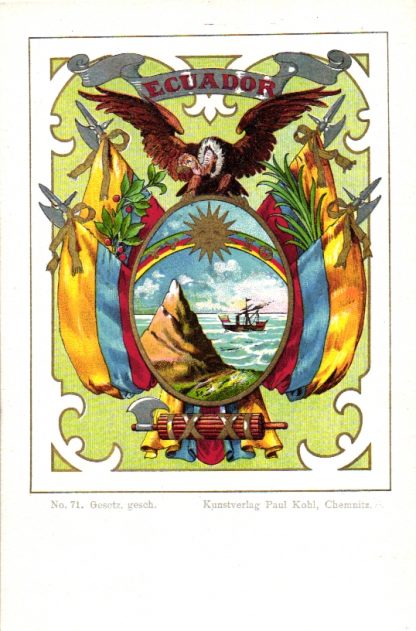 Ecuador, Wappen-AK, Verlag Paul Kohl Chemnitz, um 1900/05