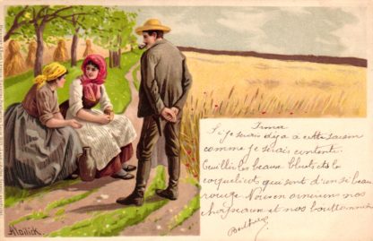 Bauer, Bäuerinnen, Felder, sign. Mailick, um 1900/05
