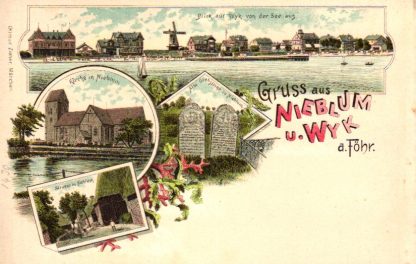 Nieblum und Wyk auf Föhr, Farb-Litho, um 1900/05