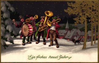 Neujahr, musizierende Männer, 1930 in Göppingen versandt