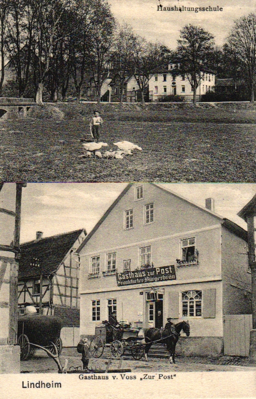 Altenstadt - Lindheim, Haushaltungsschule und Gasthaus "Zur Post", 1913