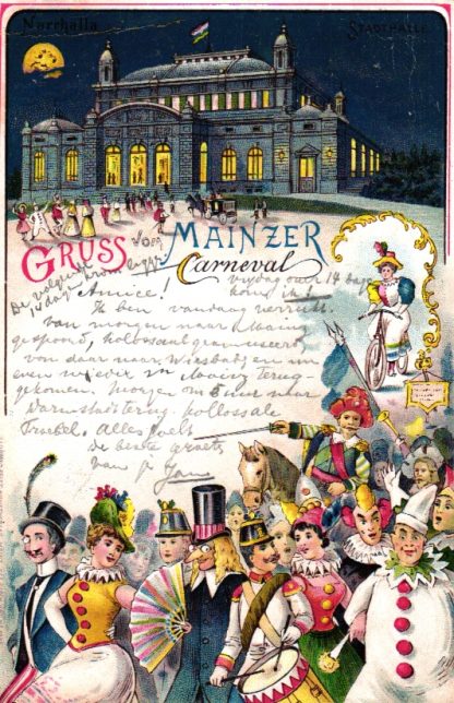 Karneval in Mainz, Farb-Litho, 1897 in die Niederlande versandt