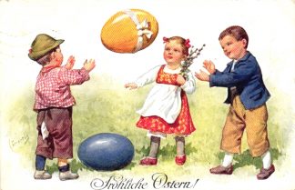 Ostern, Kinder, bunte Eier, sign. Feiertag, 1912