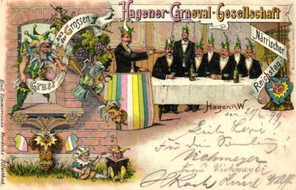 Hagen in Westfalen, Hagener-Carneval-Gesellschaft, Farb-Litho, 1899