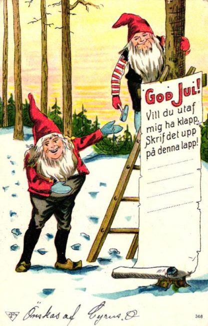 Weihnachten, Zwerge, versandt in Stockholm 1905