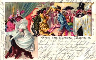 Mannheim "Gruss vom Carneval", Farb-Litho, 1900