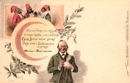 Edwin Bormann, Leipzig, humoristische Ansichtskarte, um 1900