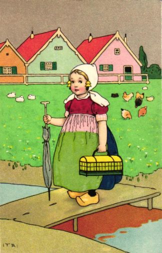 Mädchen mit Holzschuhen, sign. Fritz Baumgarten