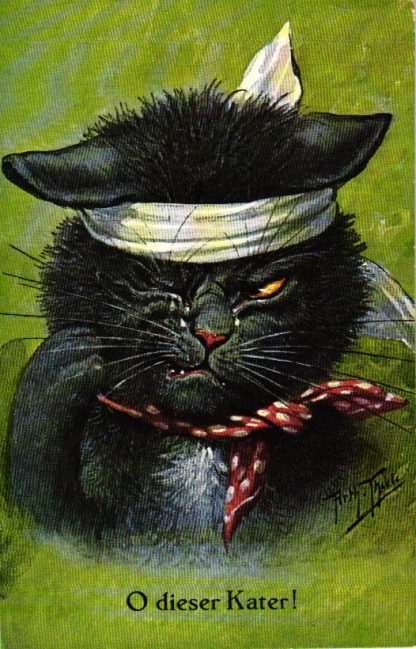 Katze mit Kopfverband, "O dieser Kater", sign. Arthur Thiele