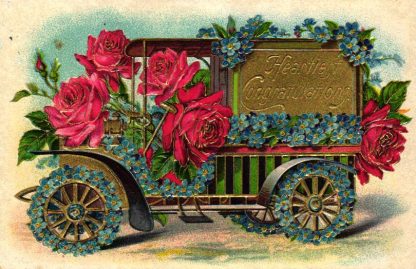 Auto, Automobil mit Blumen dekoriert, amerikanische Prägekarte, um 1910