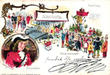 Köln, Karneval, Farb-Litho, 1897 von Köln nach München versandt