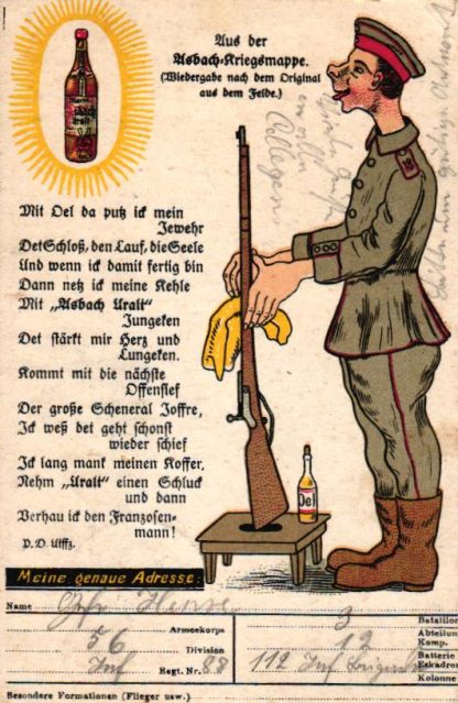 Asbach-Uralt, Werbe-AK, Feldpost 1915