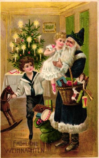 Weihnachten, Weihnachtsmann, Kinder, Spielzeug, Prägekarte, um 1910/15