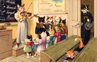 Katze, Katzenschule, Musikunterricht, Verlag Max Künzli, Karte Nr. 4673, um 1950