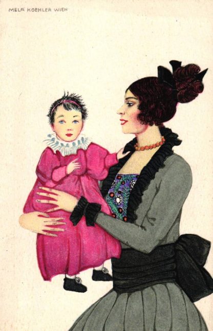 Mutter mit Kind, sign. Mela Koehler, Verlag B.K.W 201-2