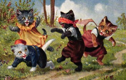 Katze, Katzen spielen "Blinde Kuh", sign. Arthur Thiele