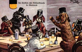 Hunde, Dackel, "Im Zeichen der Polizeihunde in Österreich", sign. Arthur Thiele
